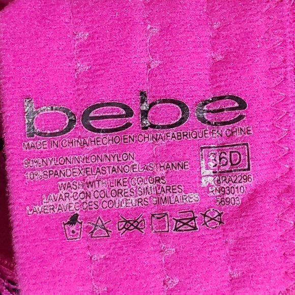 2 PACK BEBE INTIMATES PLUNGE GENTLE LIFT UNDERWIRE BRAS 36D Pink/Black TAGLESS - Picture 7 of 7